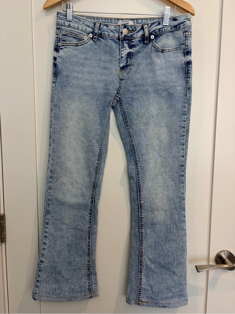 Refuge Denim Flare Jeans Size 5 Light Wash Y2K Embroidered Wings